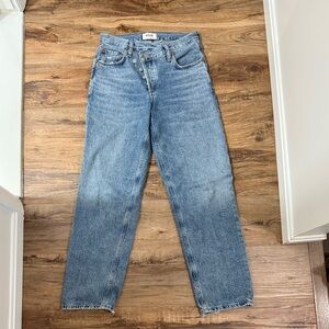 Agolde Women’s Light Blue Criss-Cross Upsize Straight Leg Jeans Size 24